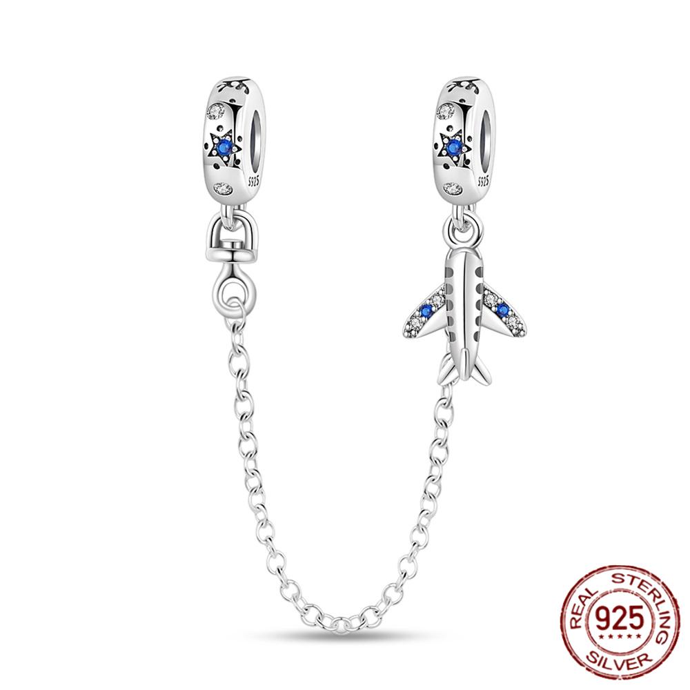 Breloque Chaîne de Sécurité Étoiles et Lune Trèfle à Quatre Feuilles en Cuivre pour Bracelet Authentique DoItYourself Bijoux Cadeaux