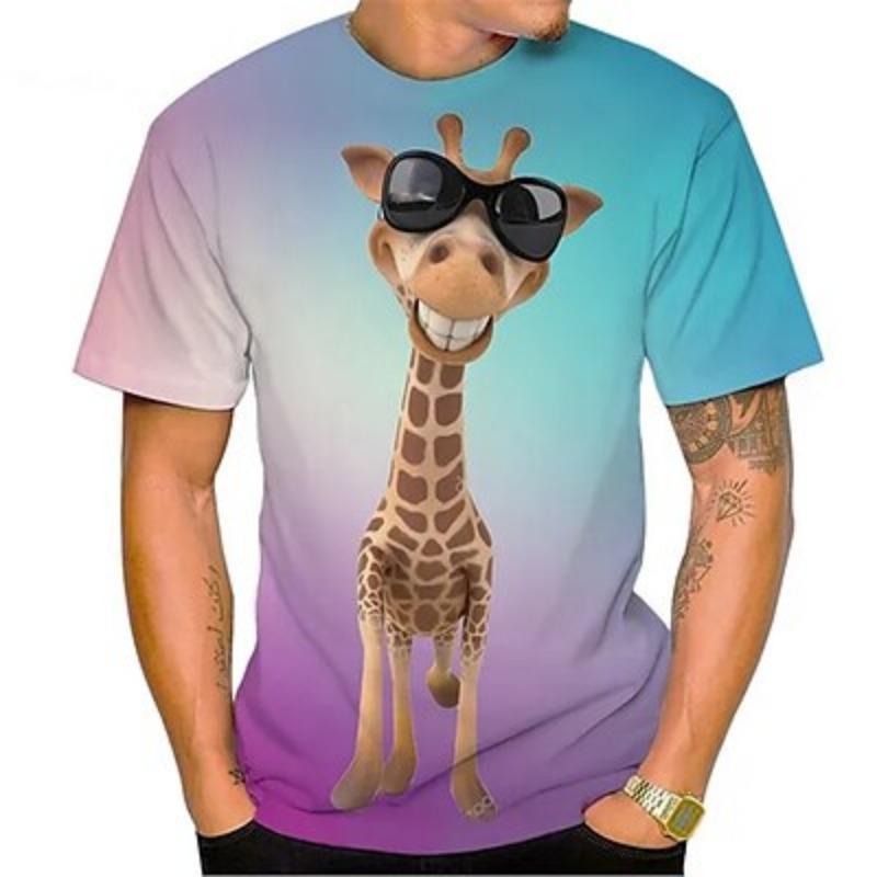 

Men s Unisex Animal Giraffe Graphic Prints T Shirts Short Sleeve 3D Print Crew Neck Shirt Sports Designer Casual Outdoor Summer Clothing Apparel 3XL