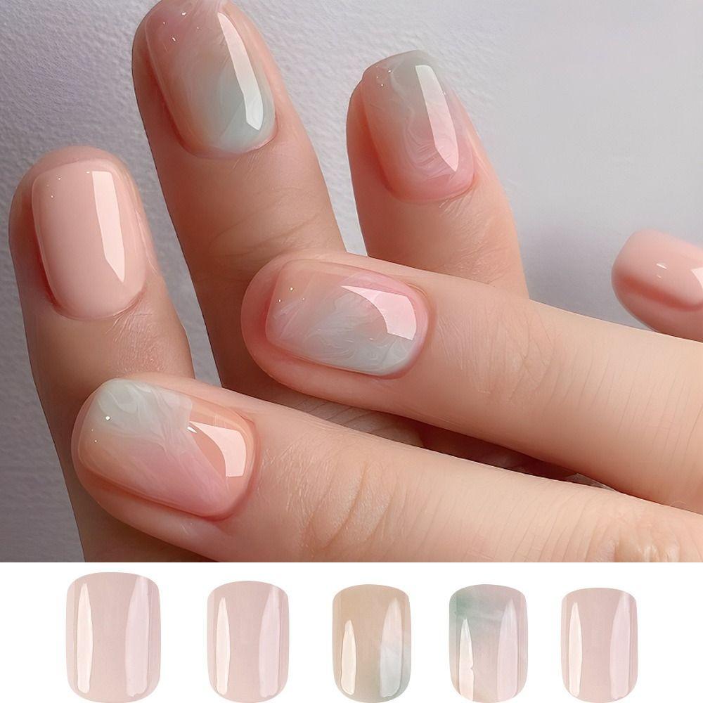 

Накладные ногти с круглой головкой, носимые маникюрные прессы для ногтей, водонепроницаемые французские накладные ногти для женщин