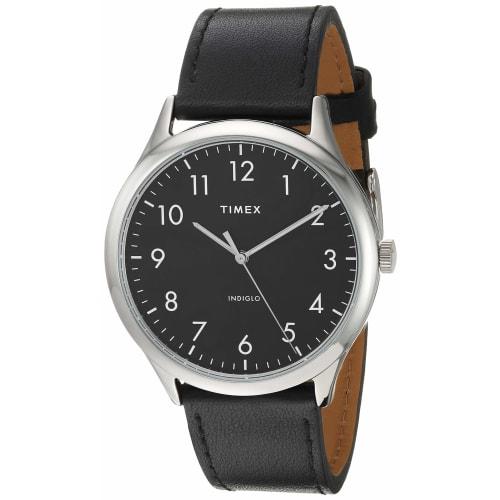 Timex TW2T71900 Men's Modern Easy Reader 40mm Black Leather Strap Watch