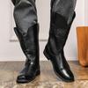 European & American Style Men's Western Leather Knight Boots, Large Size 46