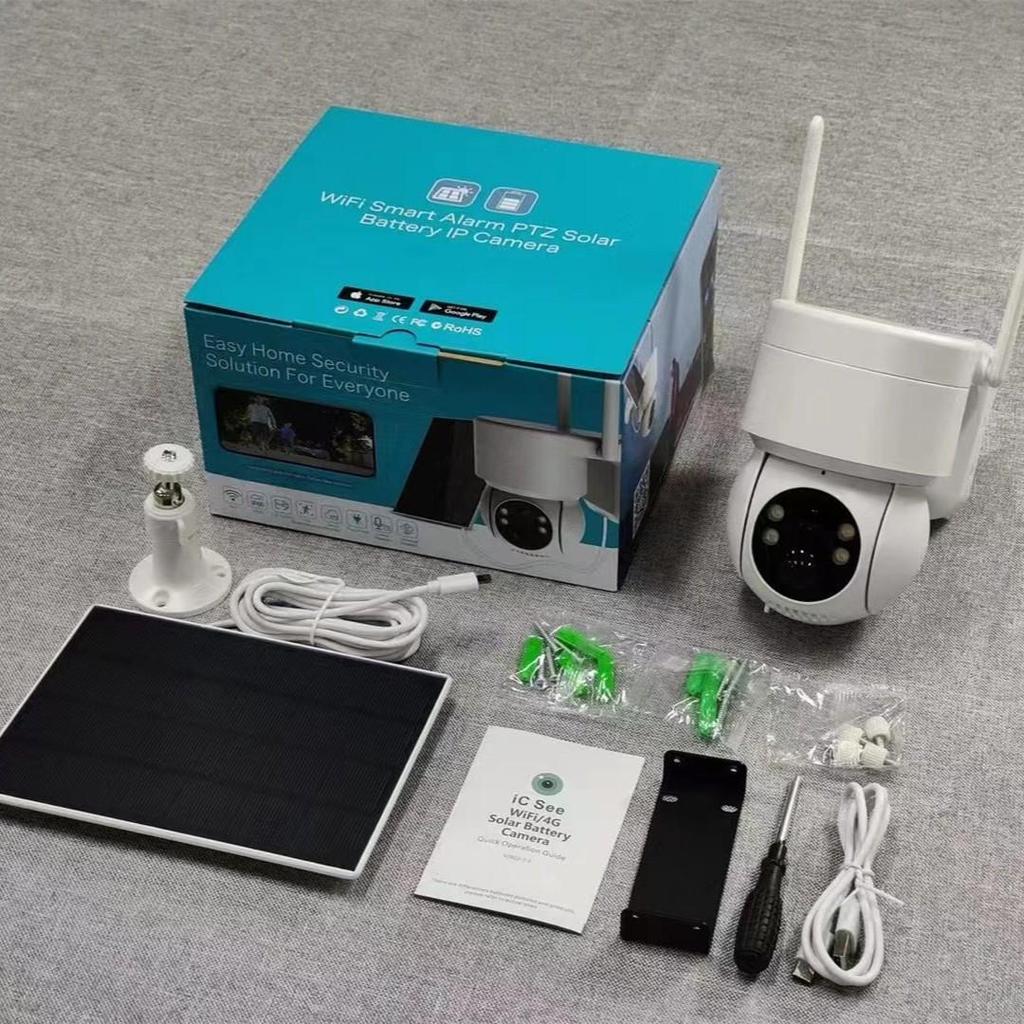 iCSee Solar-Powered PTZ Wireless Security Camera with Battery Monitor