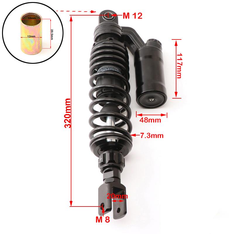 1 Pcs 320mm/340mm/360mm CNC damping adjustable Rear shock absorber fork for electric Motorcycle scooter Pit Dirt Bike Modified 320mm