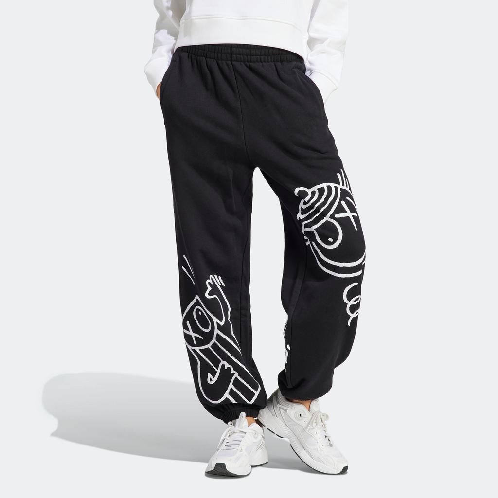 Adidas Originals X André Saraiva Collaboration Joggers Logo Print Fitted Elastic Cuff Sports Pants Women Joggers Black HY4265