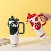 Cartoon 316 Stainless Steel Thermos Cup Large Capacity Bingba Cup Outdoor Portable Double Drink Handle Student Straw Water Cup