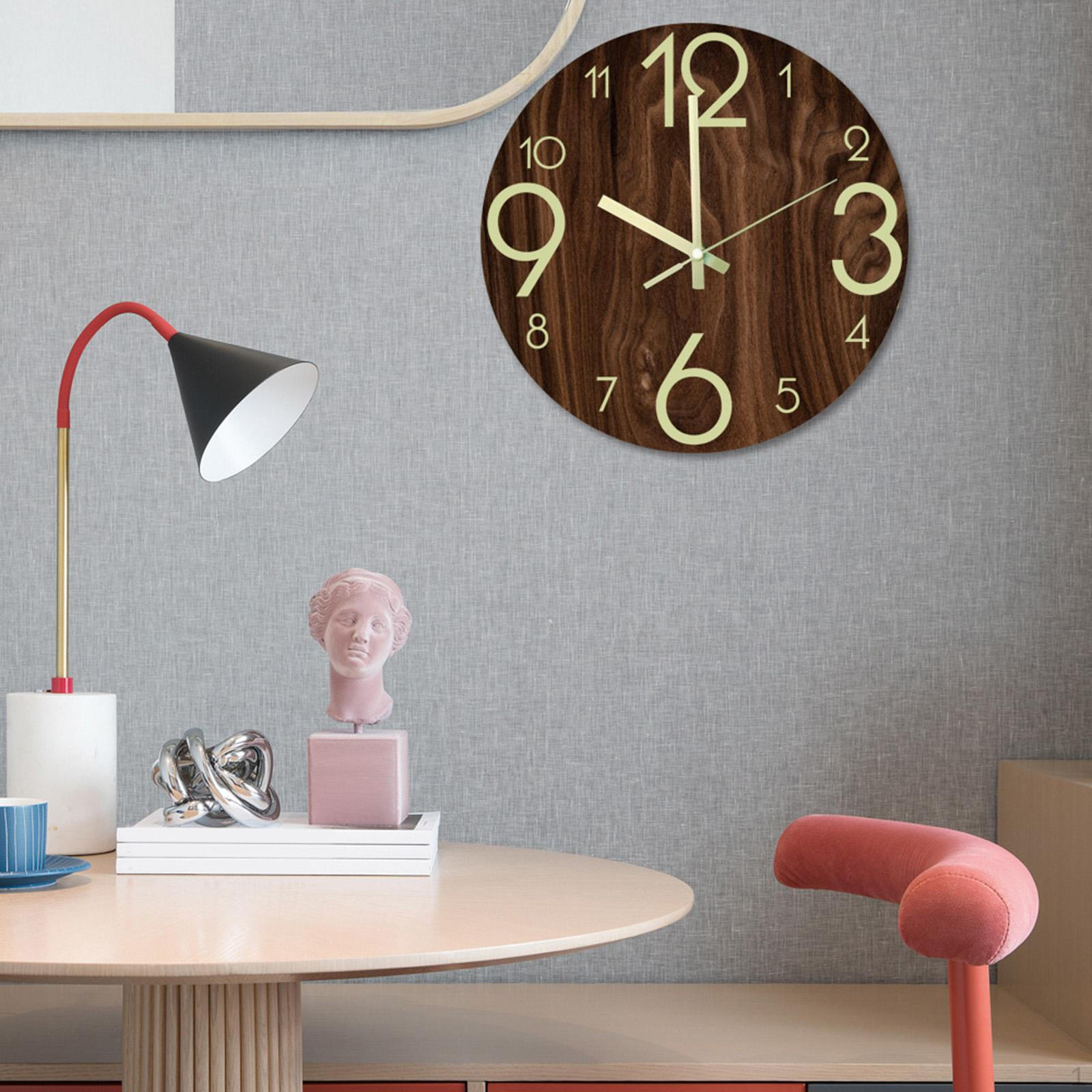 

Wall Clock 12 Inch Silent Non-Ticking Dark Clocks Battery Operated Home Bedroom Living Room Decor B