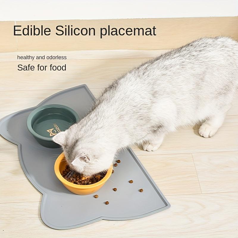 Pet Feeding Mat for Dogs & Cats Thin Silicone Waterproof Cat Food Mat with Raised Edge Cat Bowl Mat Cat Placemat