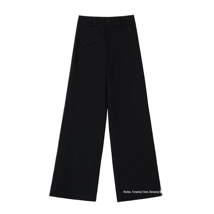Autumn Black Wide-Leg High-Waist Pants for Plus Size Women