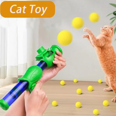 1 ensemble de jouets interactifs pour chat, balle pour chaton, chiot, jeu d'entraînement, lanceur de balles EVA, jouets à tir continu, fournitures pour chats