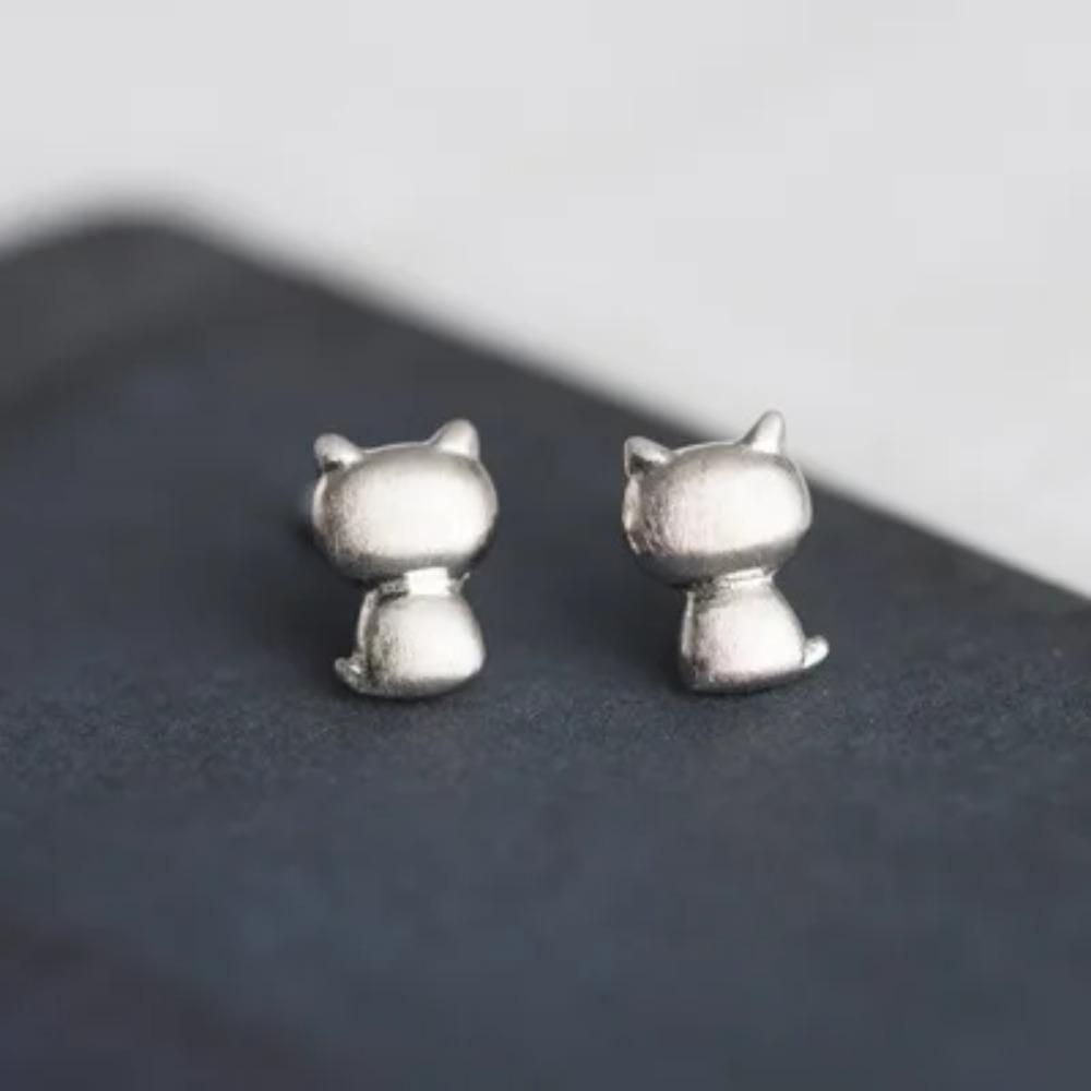 Silver Plated Korean Style Stud Earrings for Women Creative Ear Hole Design Allergy Free Fine Jewelry Accessories