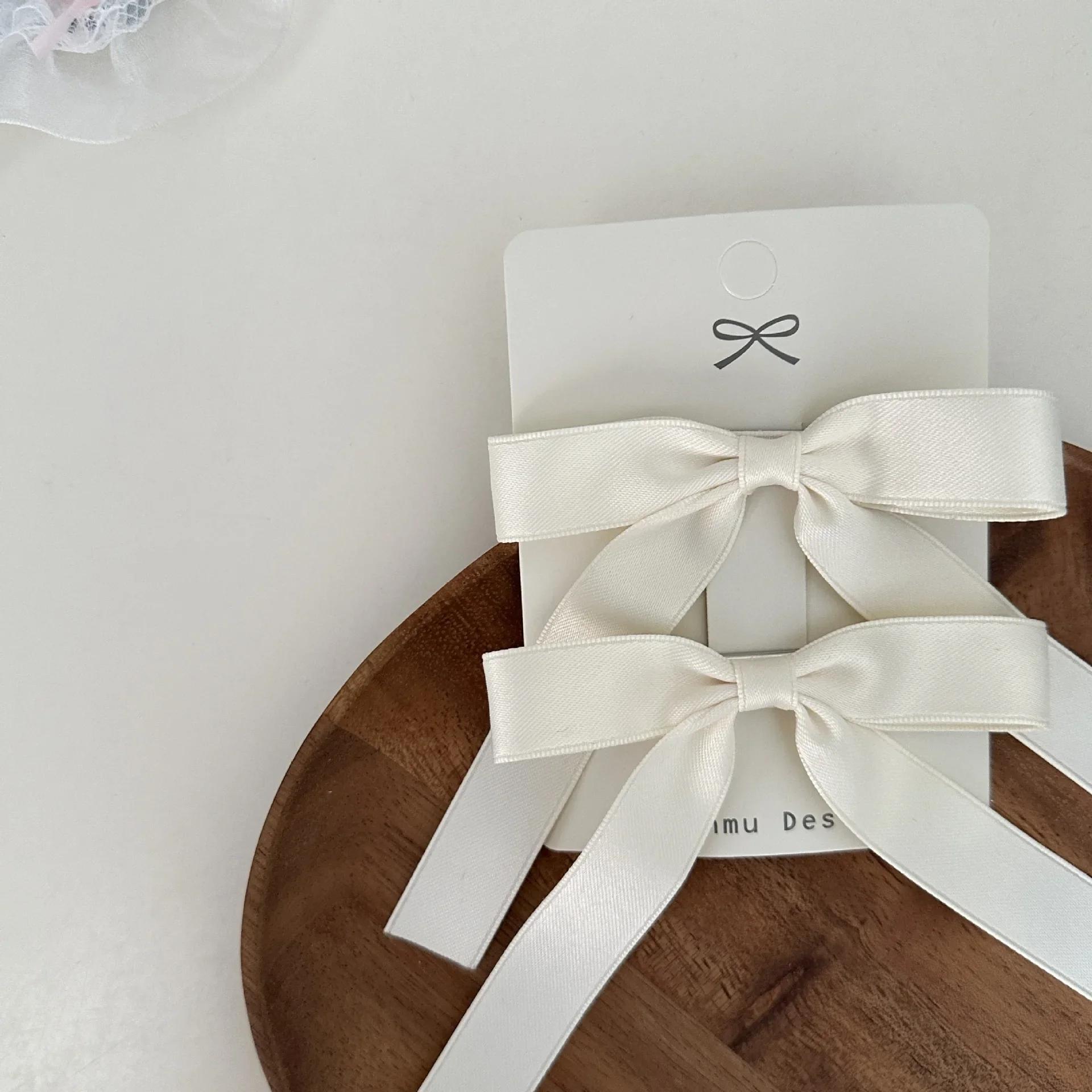 

2 шт./комплект, детская корейская мода, принцесса, бант, заколка для волос, простые, белого и черного цвета, заколки для детей, милый головной убор с зажимом BB