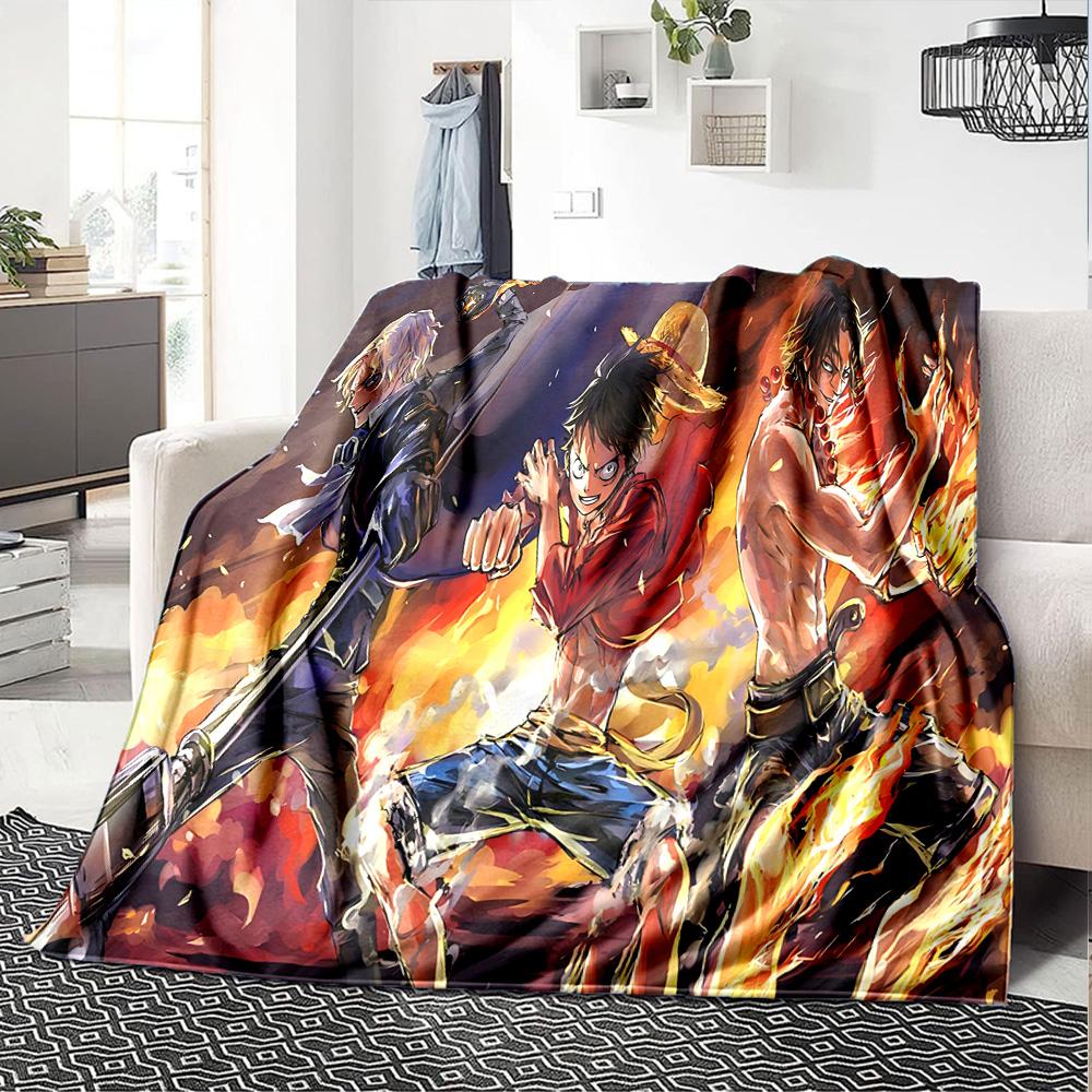 1pc One Piece Adventure flannel Blanket for Super Soft Cute Comfort Blanket for Travel Bedding Couch Sofa Blanket Y8253