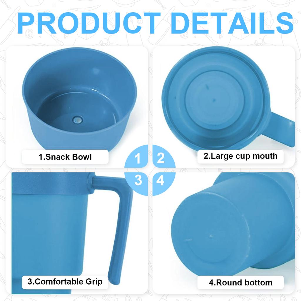 Leeseph Stadium Tumbler with Snack Bowl, 2 In 1 Travel Cup with Snack Bowl Leak Proof Snack and Drink Cup Portable Reusable