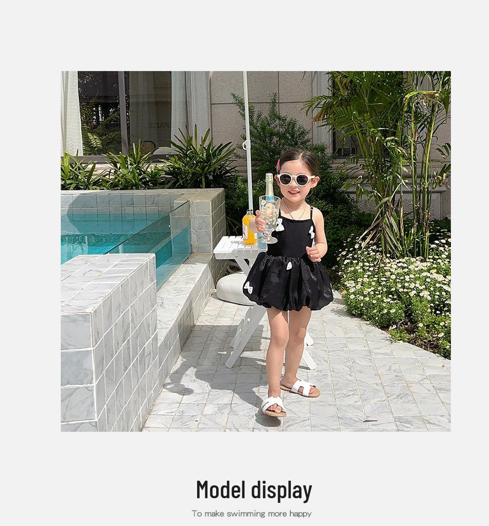 Sweet Baby Summer 2025 Bow Black Sling Princess Swimsuit for Kids