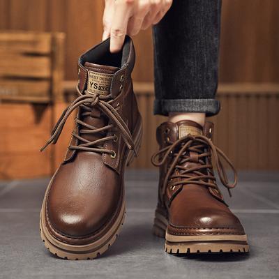 Moda Hombre Estilo Punta Redonda Botas de Motocicleta para Exterior Cálidas de Piel de Felpa para Invierno para Hombre Botas Básicas de Cuero Genuino Zapatos Cómodos para Exterior