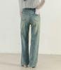 Teddy Denim Straight Vintage Distressed Medium Pants 568 2XL Light Women's Wide-Leg Pants, Fit, Finish, Hem, Weight, Spring/Autumn/Winter, (Size (30),