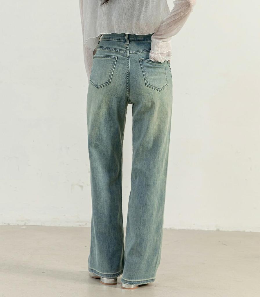 Teddy Denim Straight Vintage Distressed Medium Pants 568 2XL Light Women's Wide-Leg Pants, Fit, Finish, Hem, Weight, Spring/Autumn/Winter, (Size (30),