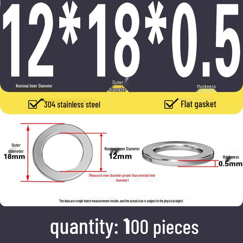 Plochá podložka z nerezové oceli 304 pro nastavení vůle hřídele (0,1/0,2/0,3 mm)