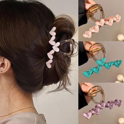 Koreanisches Herz Haarspange Acryl Transparent Jelly Liebe Greifspange Haarkrabbe Für Frauen Mädchen Sommer Kopfschmuck Accessoires