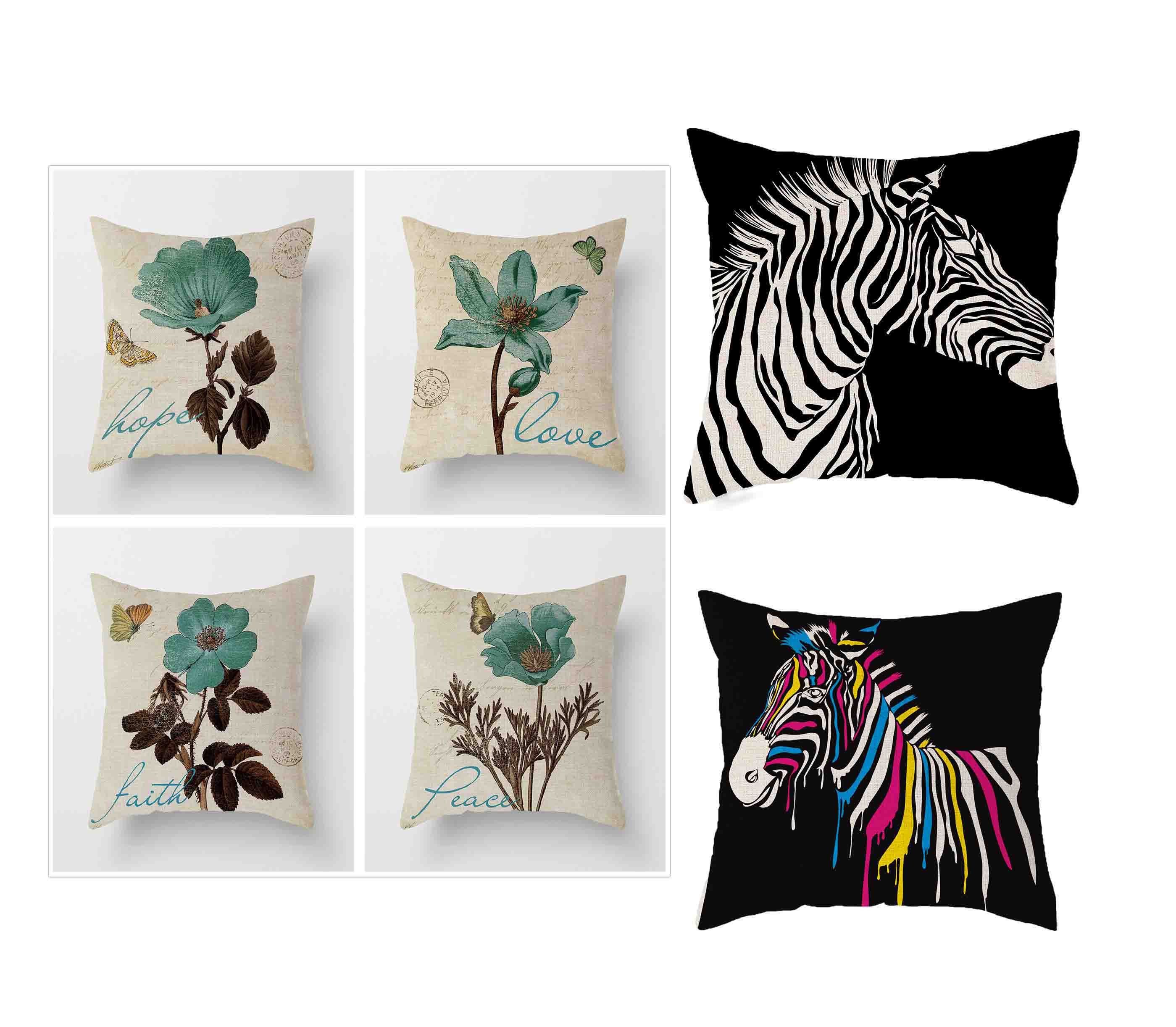 

6-piece set Plant leaf flower leaf cushion Geometric decoration pillow case Linen pillow case Home decor Decorative cushion 18x18Inch