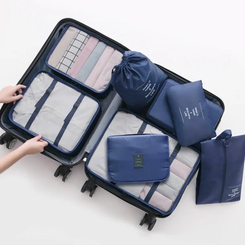 8pcs/set Travel Storage Set, Travel Storage Bag, Travel Clothing Classification Storage Bag