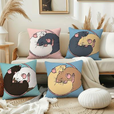 Süßer Cartoon-Ratten-Kissenbezug Kissenbezug Dekoration Zimmer Zuhause Sofa Wohnzimmer Büro Auto Nordische Schlichtheit