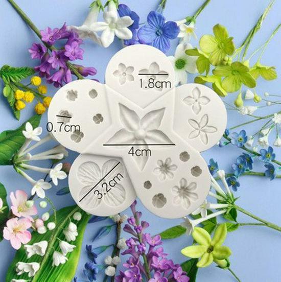 Blütenblatt Silikon Fondant Form Set - Lebensmittelqualität für Baum- und Blumenprägung.