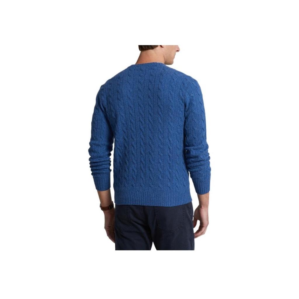 Polo Ralph Lauren FW22 Cable Knit Pullover Crew Neck Long Sleeve Sweater Men Sweater Blue MNPOSWE16821261-400