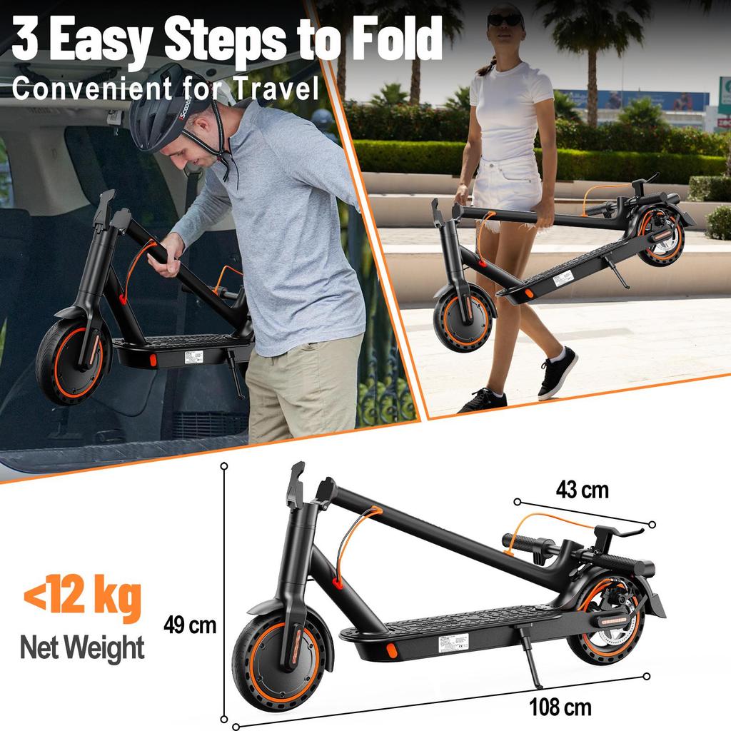 Elektrikli Scooter Yetişkin, 30-35km Menzil, 8.5" Ultra Hafif Katlanabilir E Scooter, 350W Motor, 3 Hız Modu, TODIMART T3 Yetişkinler ve Gençler İçin, Akıllı Uygulama