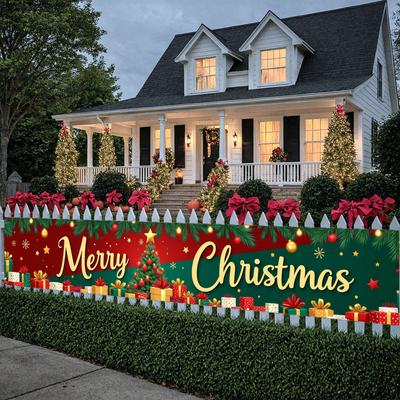 Christmas Banner Material Seasonal Decoration Festive Banner Winter Theme Event Decoration For Christmas Party Festive Home