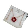Xiaojia Five Hearts Pendant Necklace In Gold with Mother-of-Pearl and Red Agate