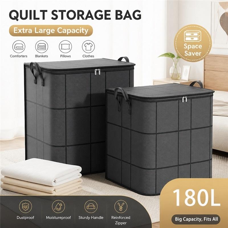 Extra Large Quilt Storage Bag Thick Fabric Clothes Organizer Container for Blanket Bedding Moving Packing