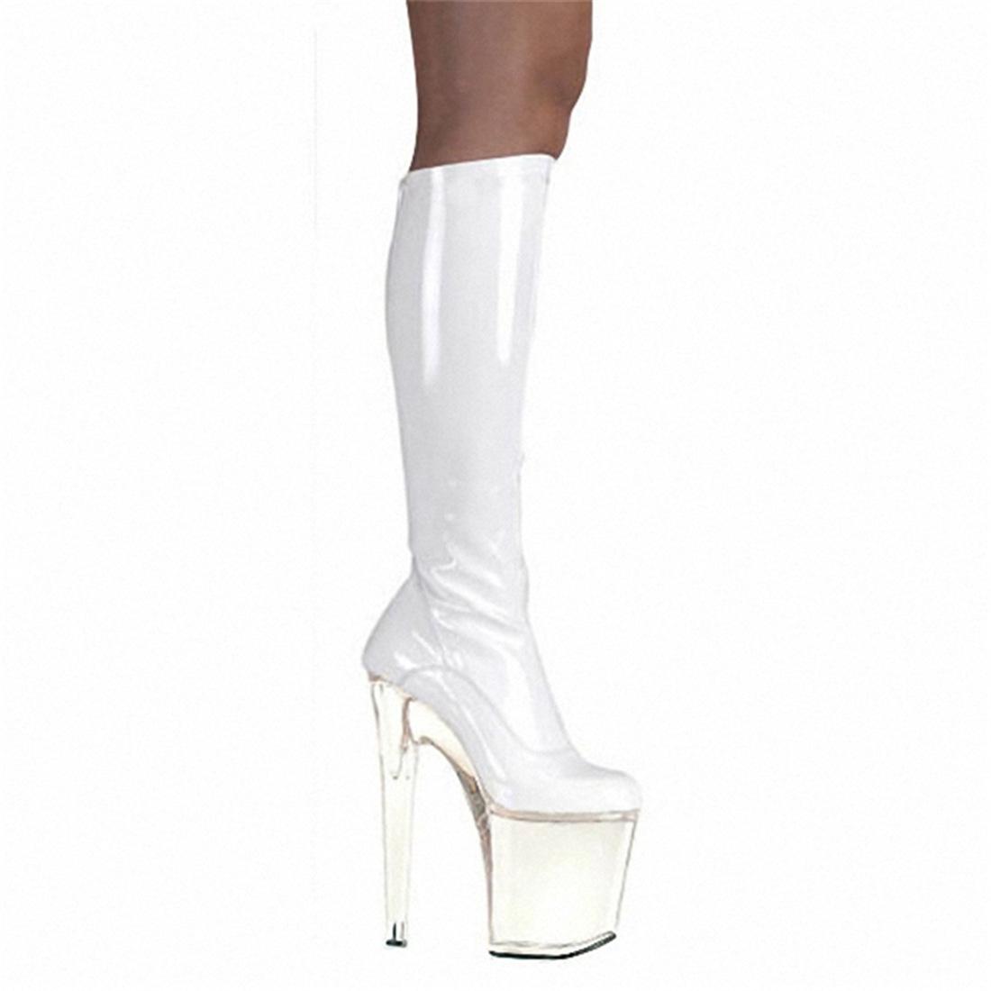 

Сапоги на высоком каблуке-шпильке 20 см, черные лакированные сапоги на высоком каблуке 46