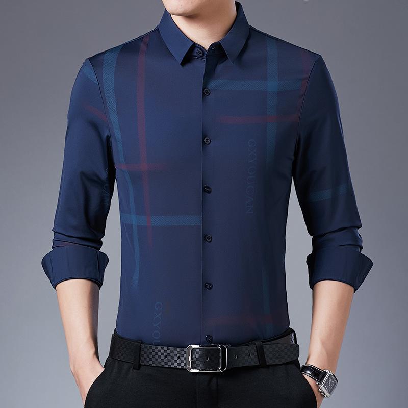 New One Piece Spring and Autumn New Men's Business Casual Long-sleeved Shirt Youth Shirt