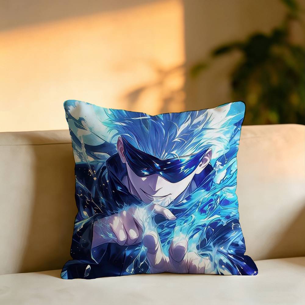 Hot Anime Character Satoru Gojoo Square DoubleSided printed Pillow Case Bedroom Bedside Pillow Sofa Cushion Cover