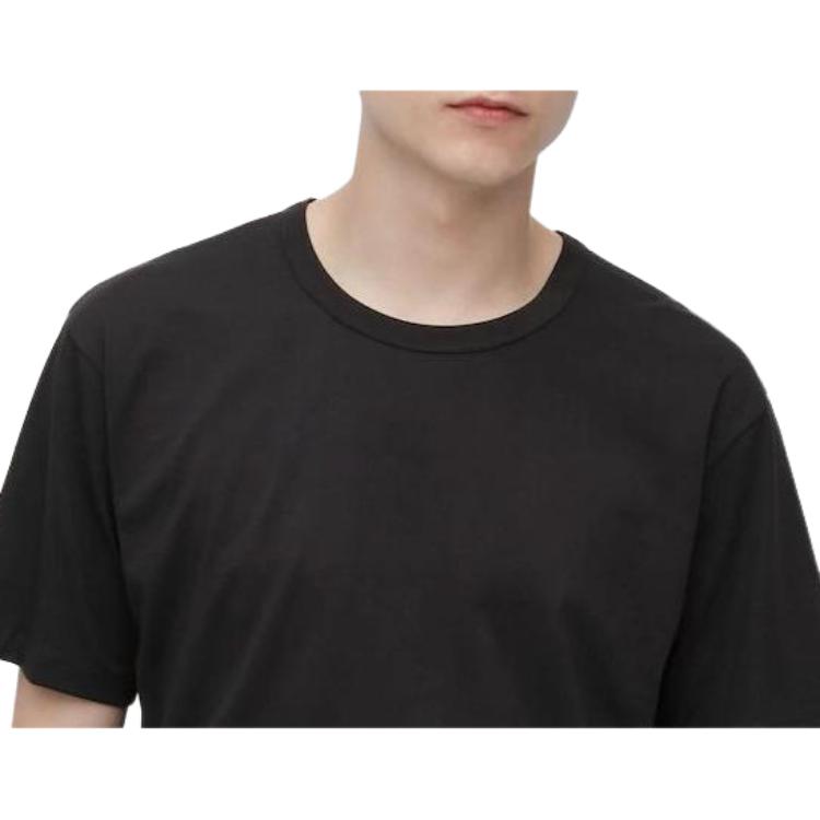 Uniqlo Solid Color Cooling Round Neck Comfortable Short Sleeve T-Shirt Men Tops Black 454315-09