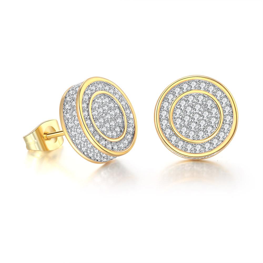 Hiphop Rock Stud Earrings For Women Classic Gold Color Jewelry Crystal Iced Out CZ Piercing Cartilage Ear Accessories Wholesale