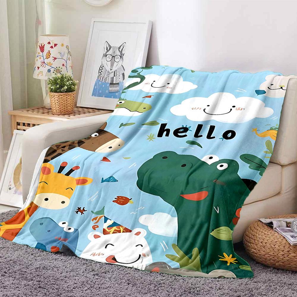 

1pc Jungle Animals Print Blanket - Lightweight Flannel Blanket For Sofa, Bed, Living Room, Office, Outdoor Travel, Camping, Soft 068 130cmx150cm