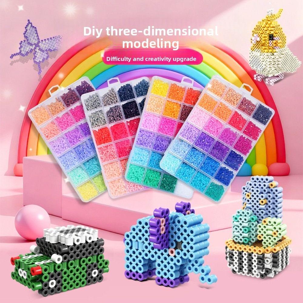 Colorful Bean Splicing Material Package DIY Iron-on Bead Craft Kit Bean Splicing Tool Kids Gift