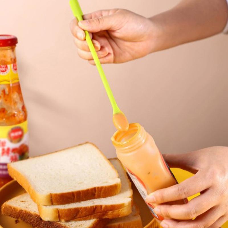 3Pcs Lengthened Silicone Scraper Double-Head Cosmetic Jam Deep Bottle Scraper Mini Spatula Set For Kitchen Storage Jar Use