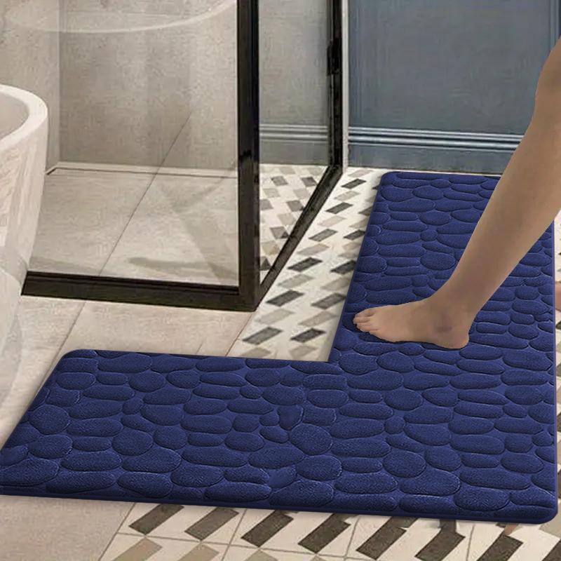 Bathroom absorbent foot mat shower room L-shaped furry flannel bathroom floor mat thick non-slip bathroom mat entrance mat