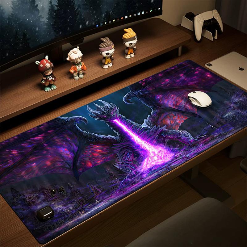 Large Dragon Purple Gaming Mouse Pad NonSlip Base Desk Mat for PC Smooth Surface Stitched Edge Various Size xcm Playmat