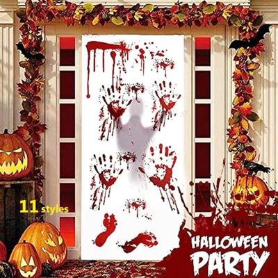 1 Packung Halloween Blutiger Aufkleber mit Hand- und Fußabdruck, selbstklebende Fensteraufkleber, Horror-Blutspritzer, Halloween-Party-Tapete, transparenter Aufkleber