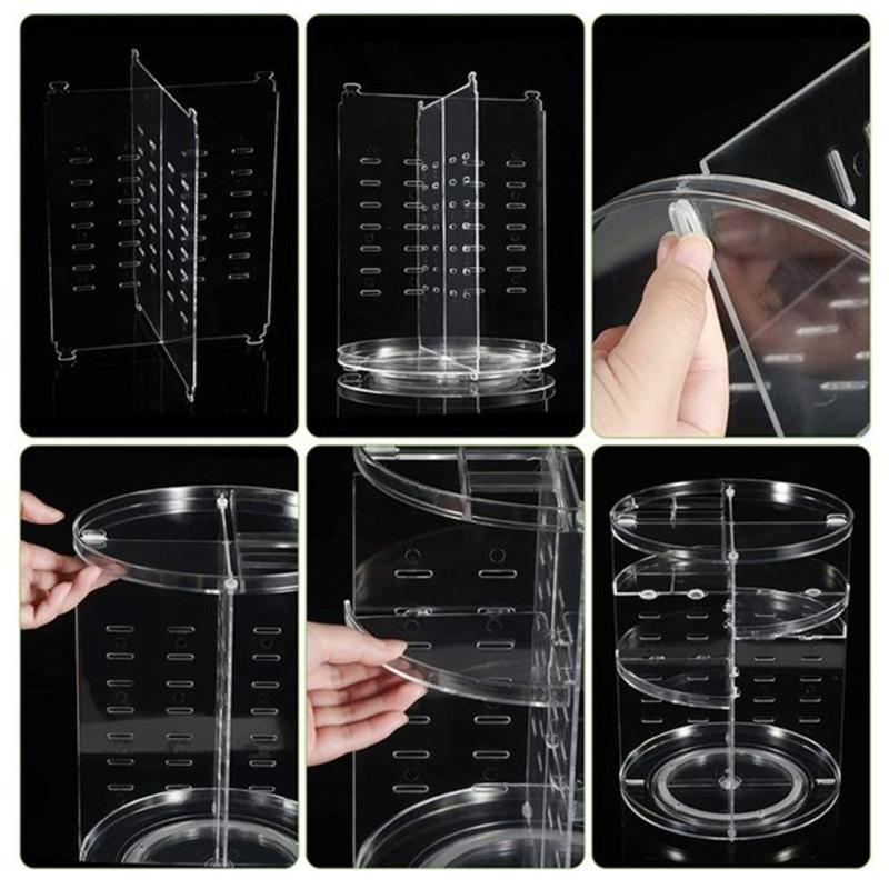 360 Degree Rotating Cosmetic Storage Organizer Skincare Stand Multilayered Acrylic Rack for Makeup and Beauty Tools