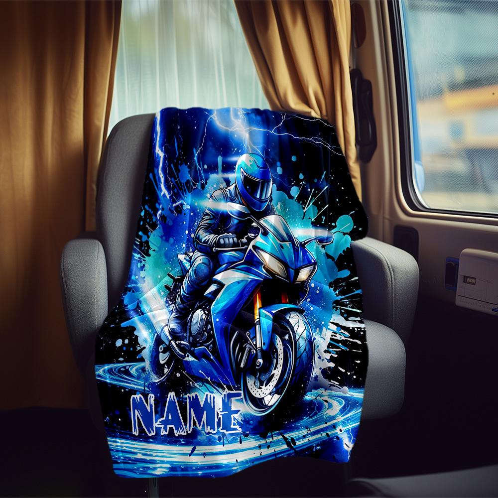 Motorcycle Rider Home Customize Your Name Blankets Comfortable Soft Lightweight Allseason Multipurpose Blanket For Picnics Sofas Offices Beds Living