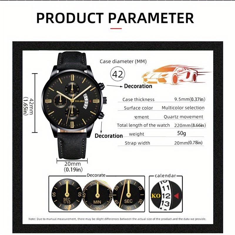 2-teiliges Set Herrenmode-Uhren Herren Neue Luxus-Leder-Kalender-Quarz-Uhren & Schwarze Leder-Geldbörse Herren-Geschenke Beste Wahl