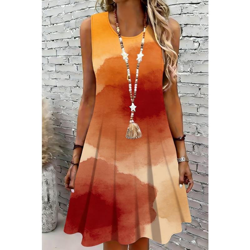 Nuevos Vestidos de Verano para Mujer Sin Mangas Vestidos de Rodilla Cuello Redondo Vestidos Casuales para Vacaciones en la Playa Vestidos de Mujer con Estampado Floral