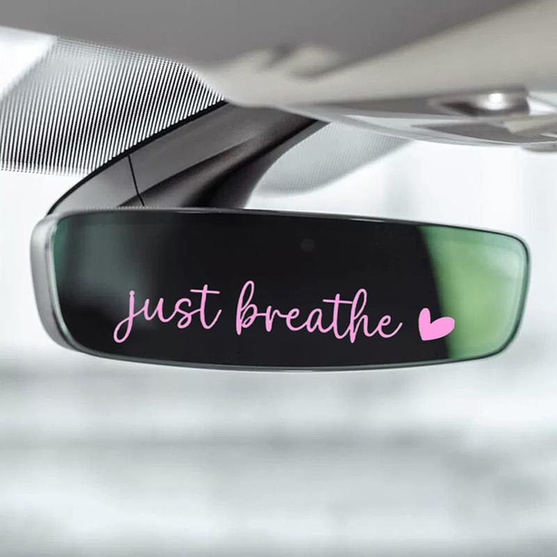 4 Xjust Breathe Rear View Mirror Sticker,Rearview Mirror Decal,Car Accessories For Women,Motivational Stickers,Water Bottle Lapt
