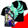 Spiel Genshin Impact Alle Rollen Cosplay T-Shirt 3D Raiden Shogun Druck Anime T-Shirts Sommer Herren Damen Harajuku Lässig Street Y2k Oberteile