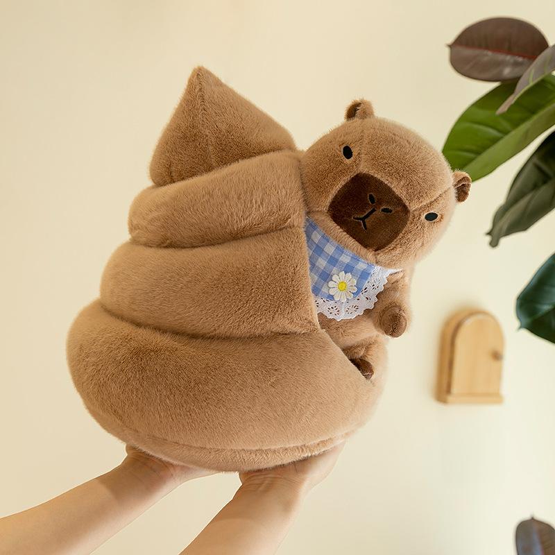 Spoof Baba Wo Kapibara Plush Toy Removable Poop Funny Capybara Doll Sleeping Accompanying Doll
